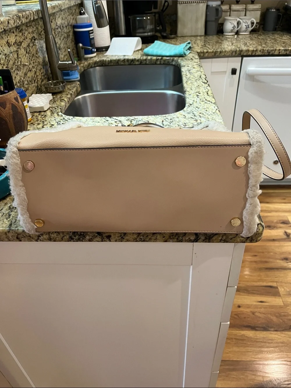 Michael Kors Hamilton leather and faux shearling trim handbag